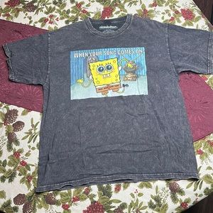 Nickelodeon SpongeBob Squarepants ‘when your song comes on’ tee faded black L